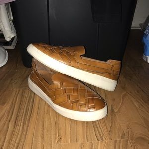 Frye Brown Braided Leather Brea Huarache Slip-On
